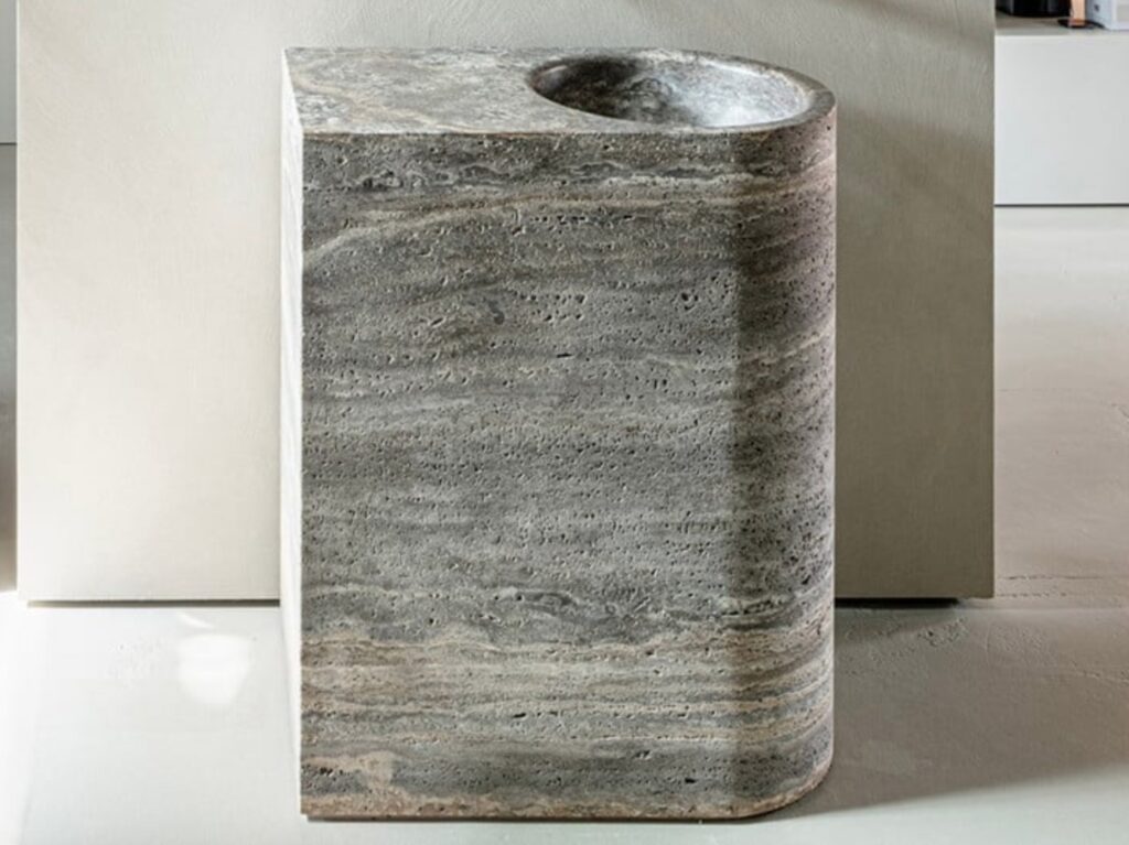 Sixty washbasin in Travertino marble
