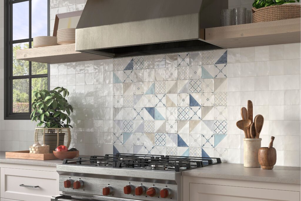 Adex Levante hand-painted backsplash at BDNY