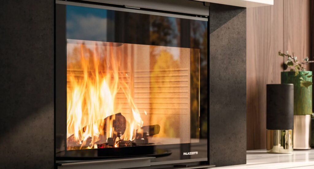 Detailed view of wood-burning stove