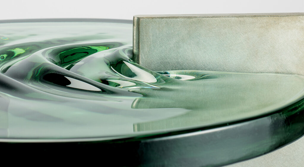 Detail showing ripples in the glass
