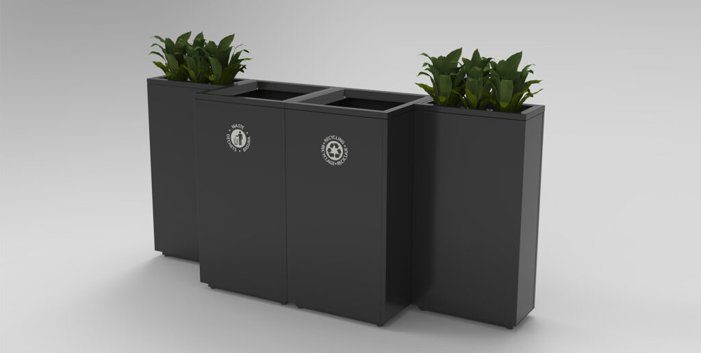 Valuta in anthracite with waste receptacles