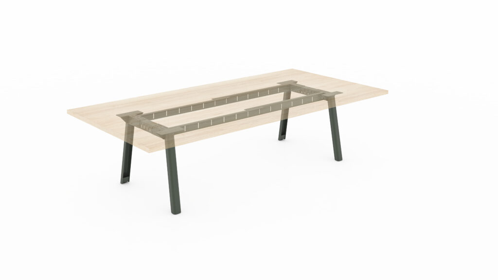 Theo cutout with transparent top and green steel base
