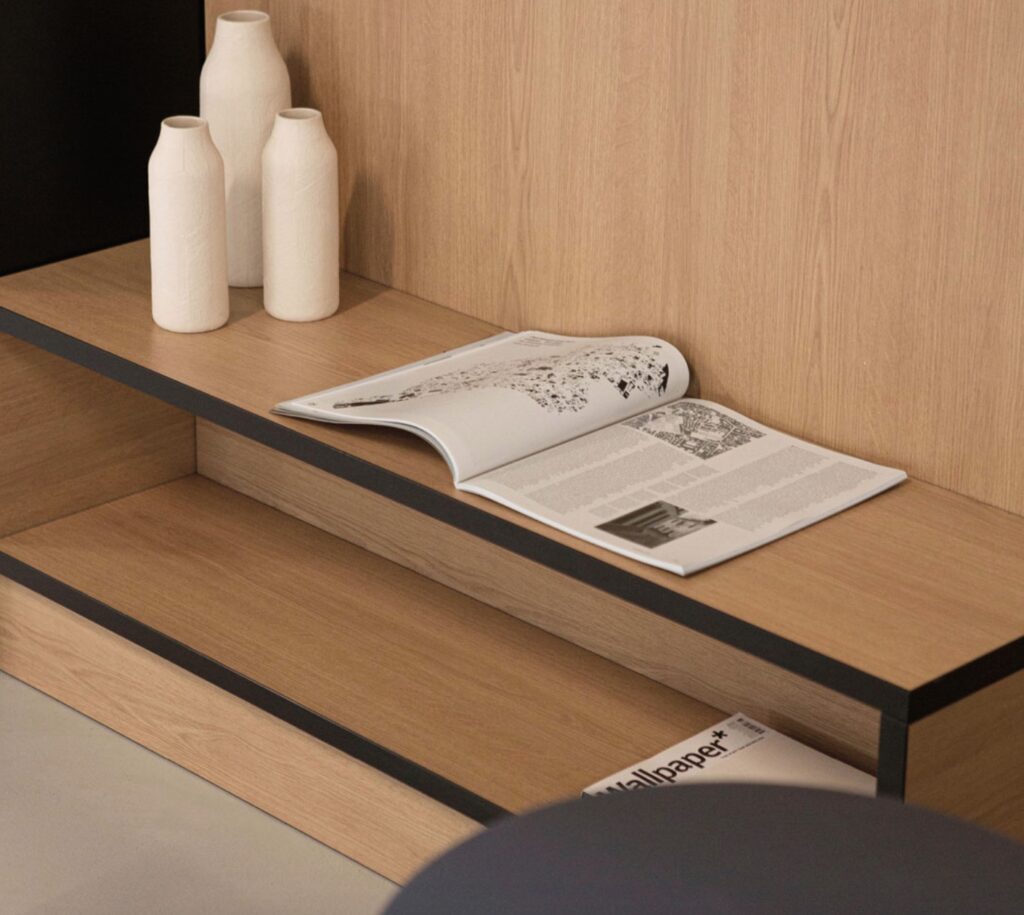 Casegood detail, natural wood