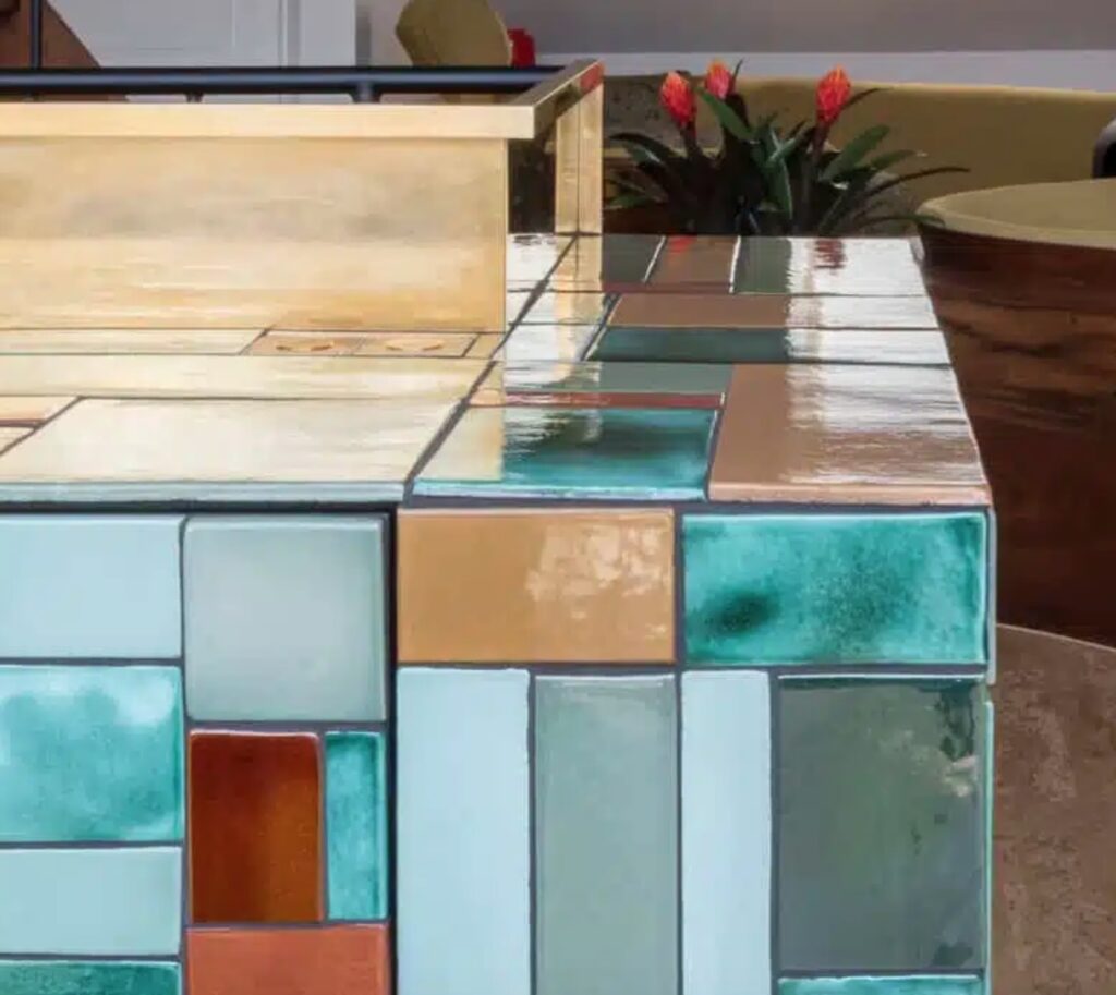 Detail of ceramic countertop