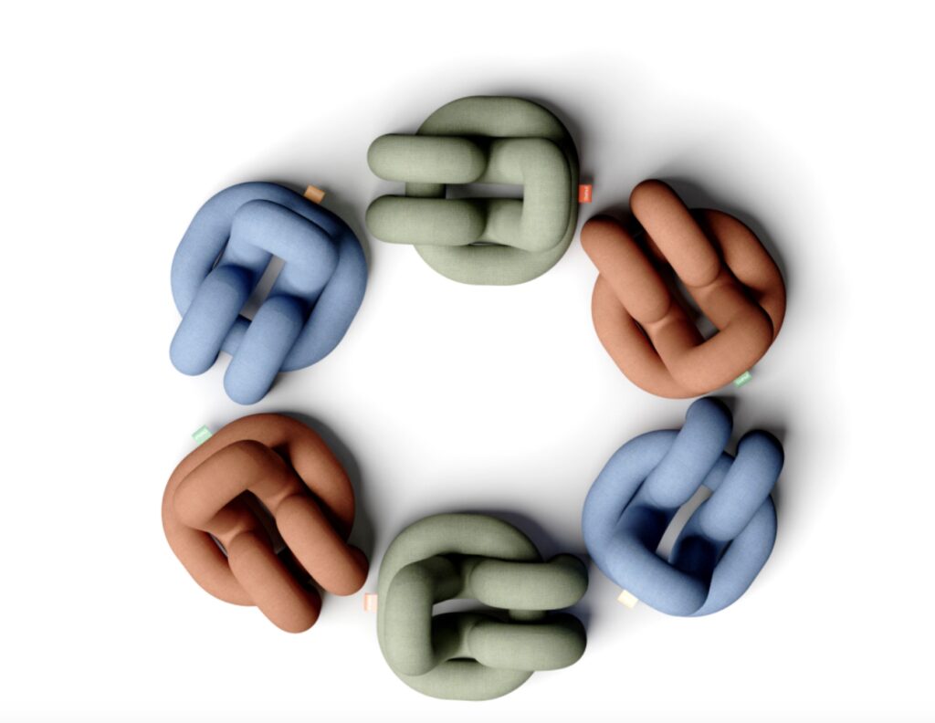 Three colors of the chair as seen from above