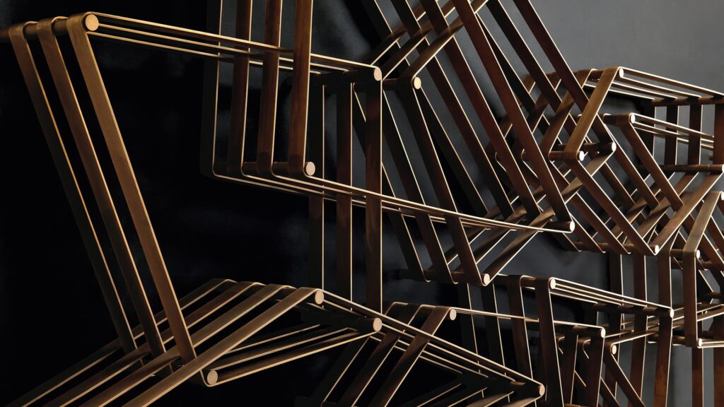 Tangram geometric bookcase, empty