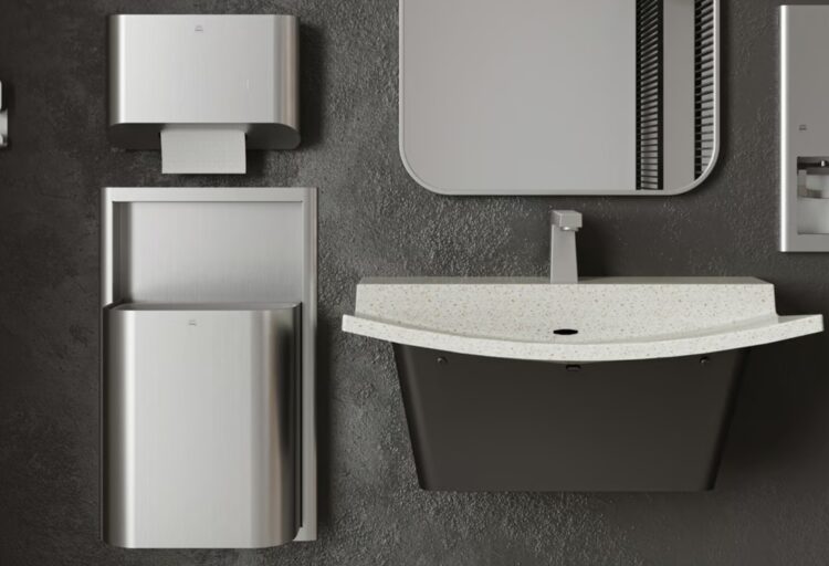 Elvari items on bathroom wall