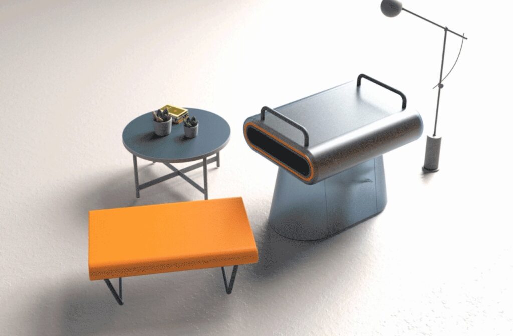 Finishing transformation with second chair's legs opening up