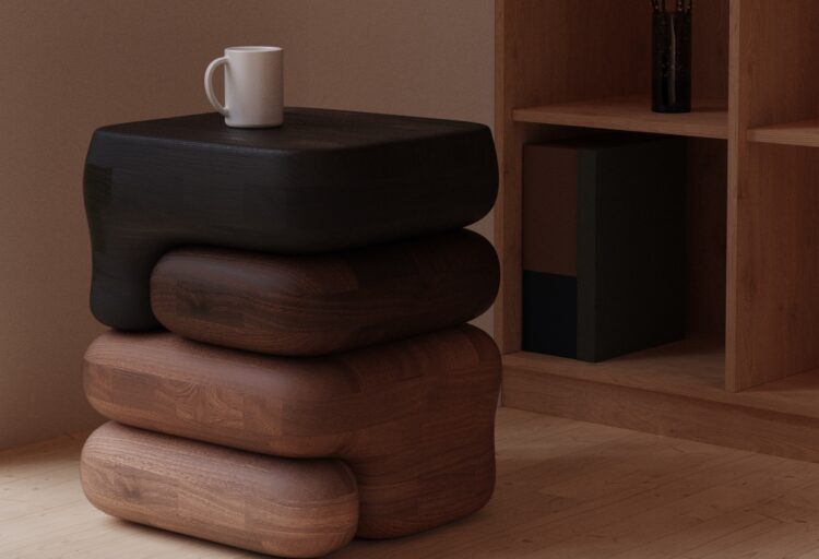 Luis Gimeno Color Gradient table with bookcase in background