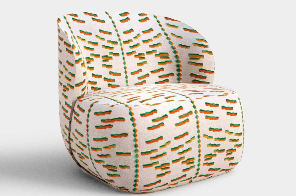 chair upholstered in Tiget Beat
