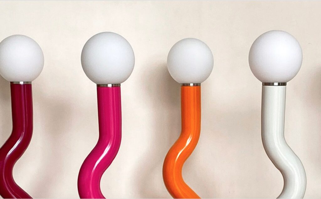 Close-in view of four Straw lamps