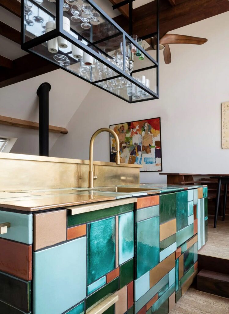 View of ceramics cabinet and sink