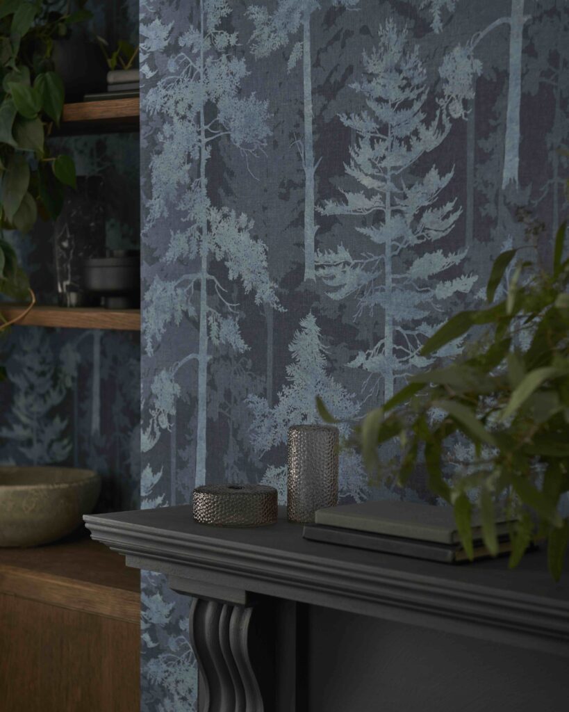 Norse Forest white/silver trees on a blue/gray background