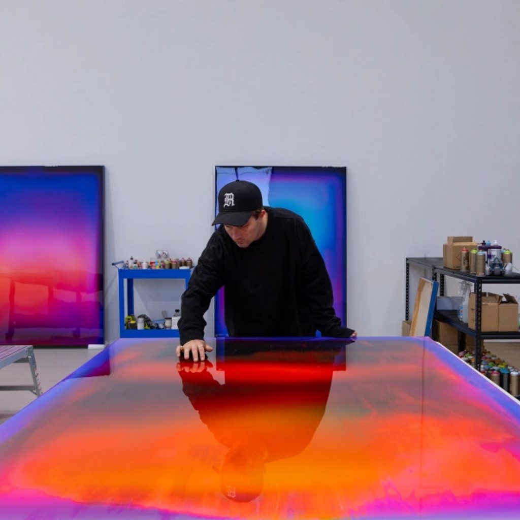 Artist/designer Nick Thomm at work in his studio