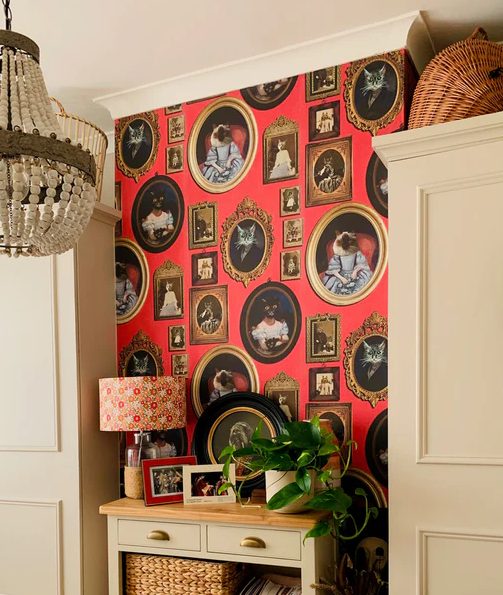 cat wallpaper red