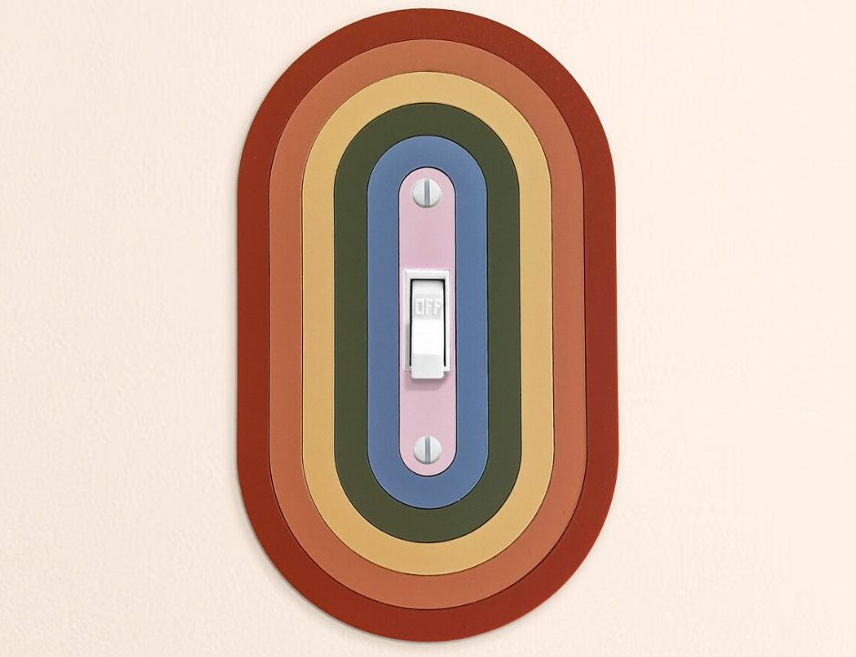 Oval Rainbow Switch Plate Cover by Poppy & Honey Bee Oval Rainbow Switch Plate Cover by Poppy & Honey Bee