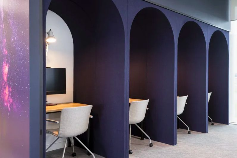 Aeonica in midnight blue as desk alcoves