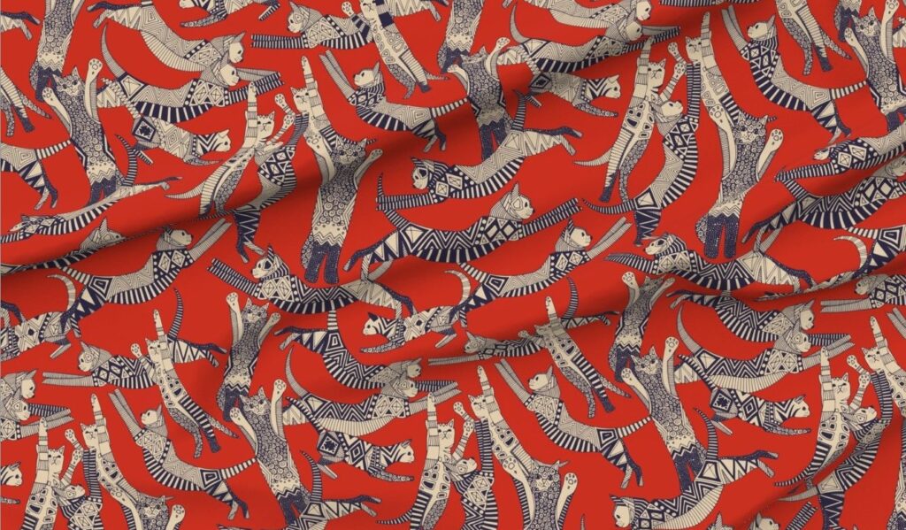 Cat Party Retro Fabric by Scrummy for Spoonflower Cat Party Retro Fabric by Scrummy for Spoonflower