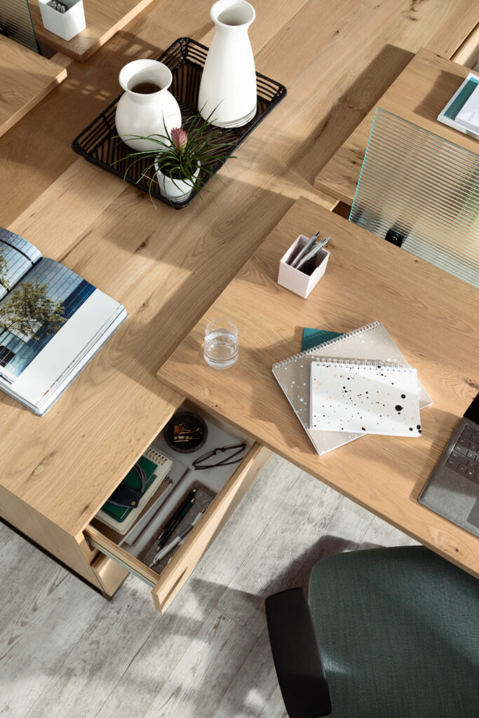 A close up view of the drawers in The Greenpoint Collection