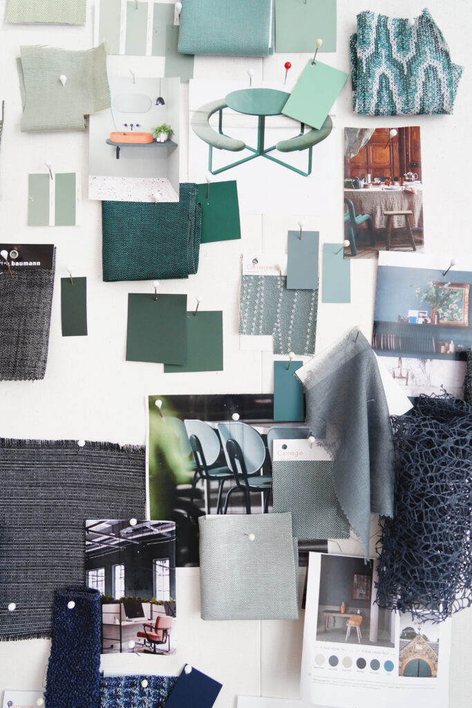 Mood board of textiles from Carnegie