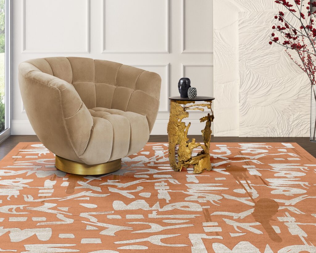 Rug'Society Peach Fuzz-inspired reading nook