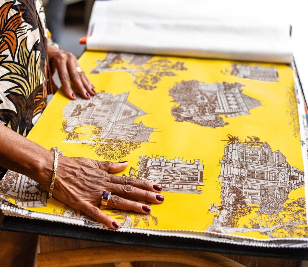 A fabric sample of Toile des caraibes by Yael & Valerie
