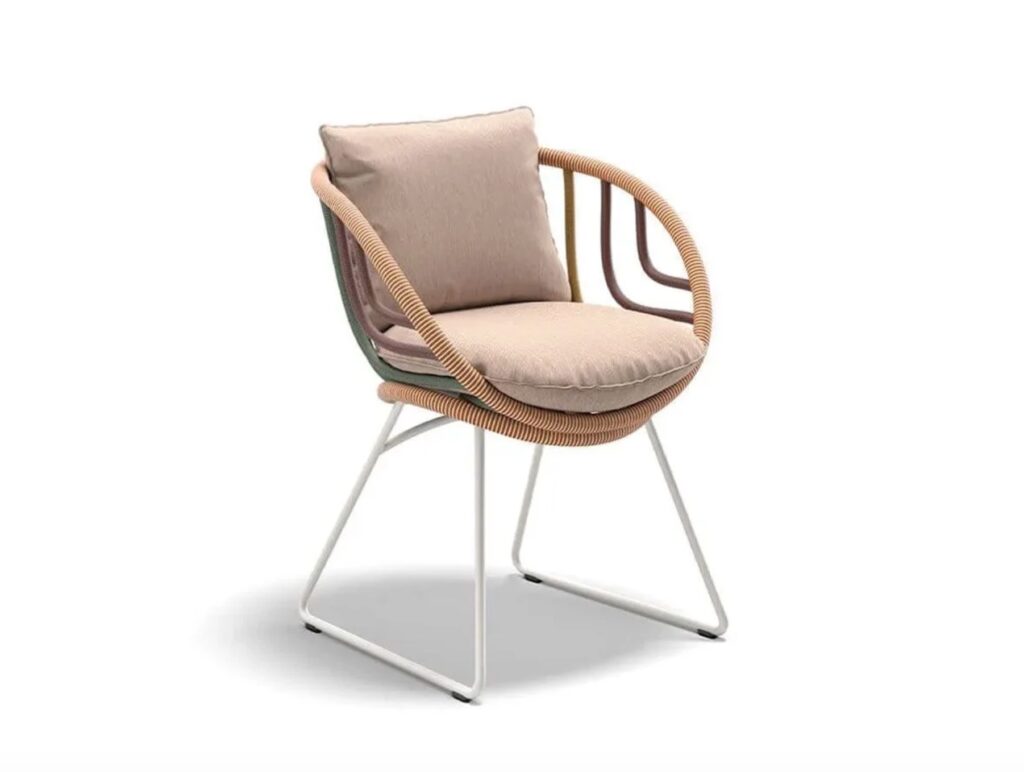 Outdoor armchair with in line glow colorful fabric
