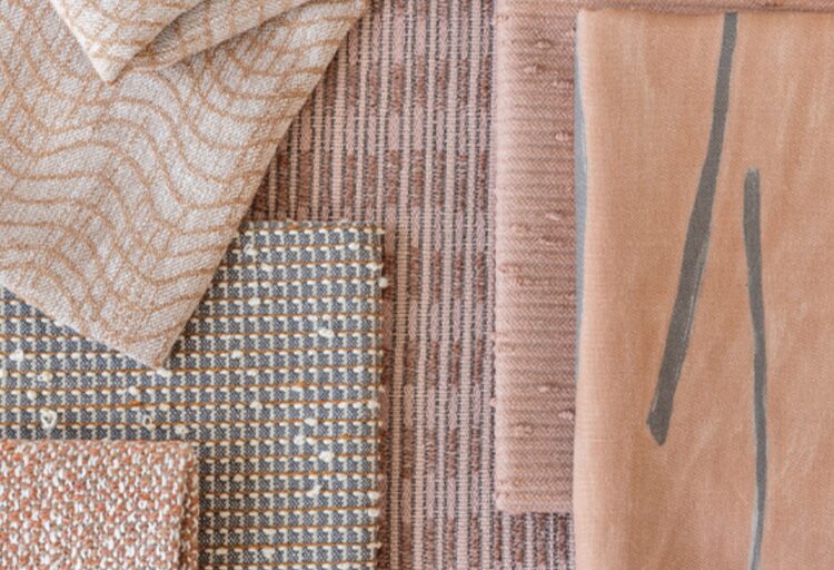 Swatches in pink, taupe, and black/white hues