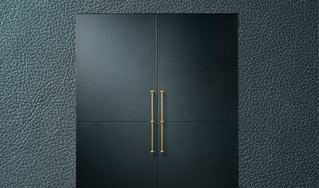 Jennair leather cuts fridge in azure green