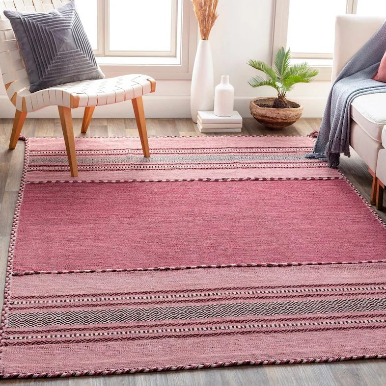 pink kilim in living room
