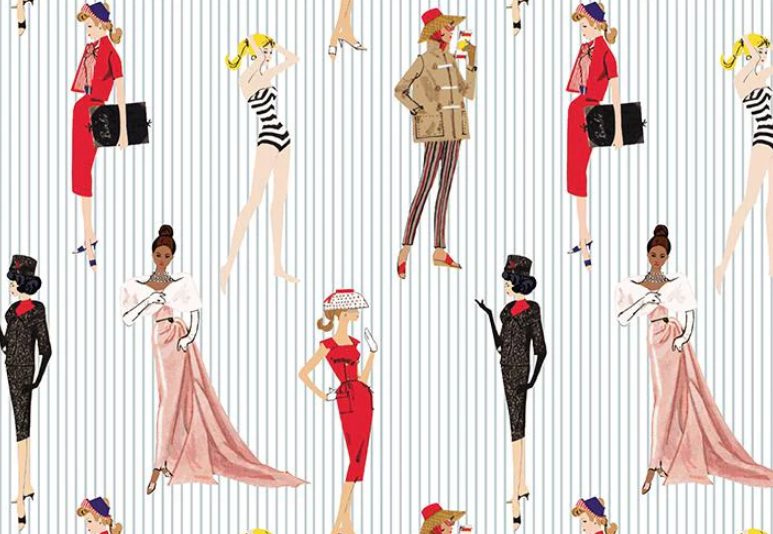 Vintage Pinstripe Barbie wallpaper
