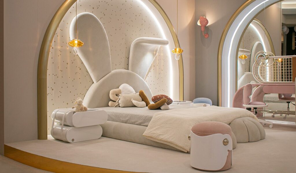 Bunny Bed, Elephant ottoman, and assorted storage