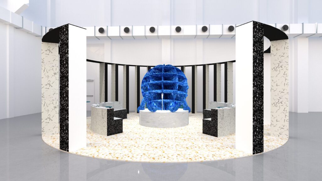 Early installation image of Hello, Earth speaking at Milan Design Week 2024