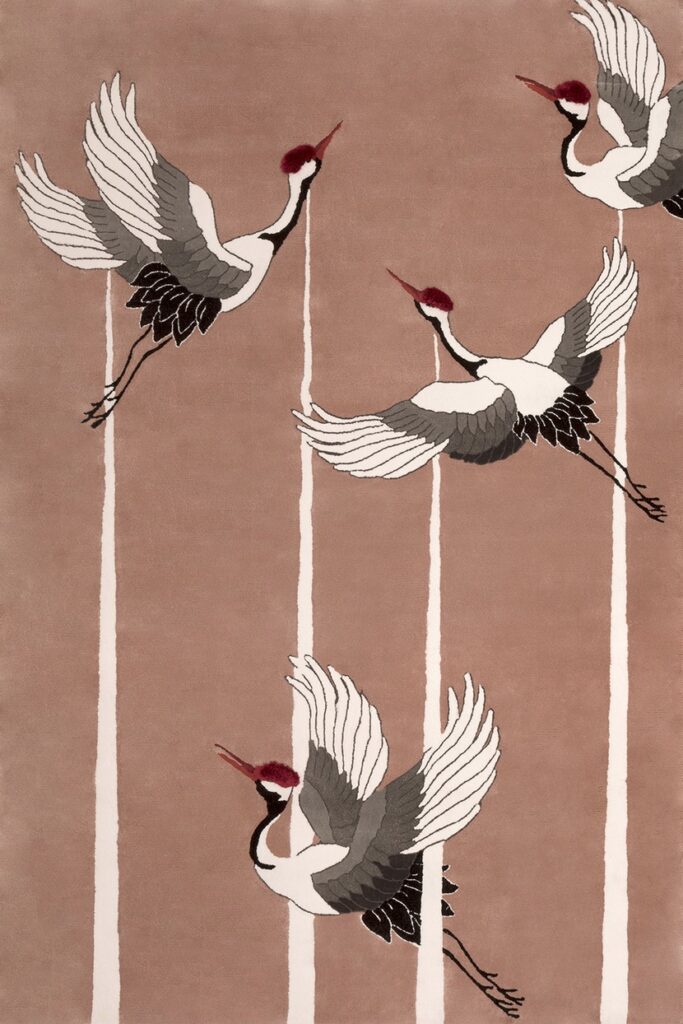 Herons on brown background rug