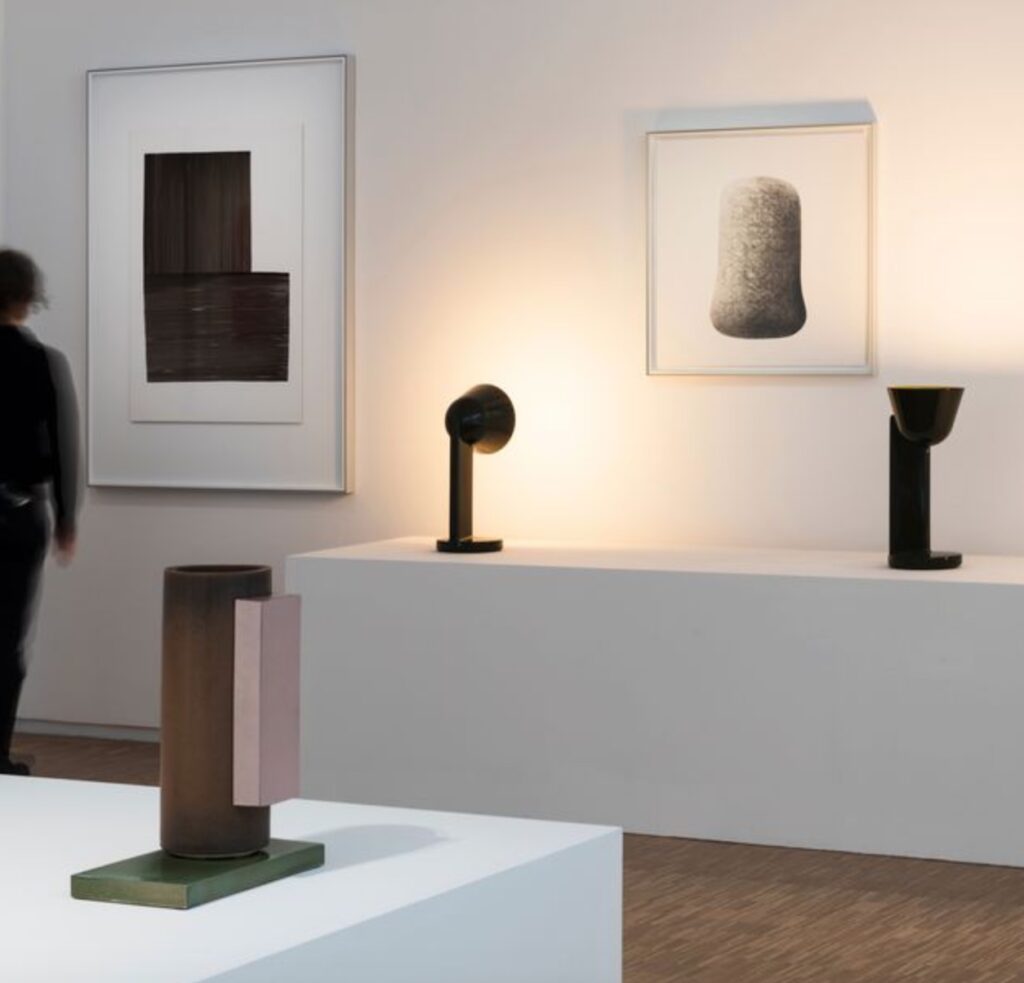 Flos lamps with framed drawings