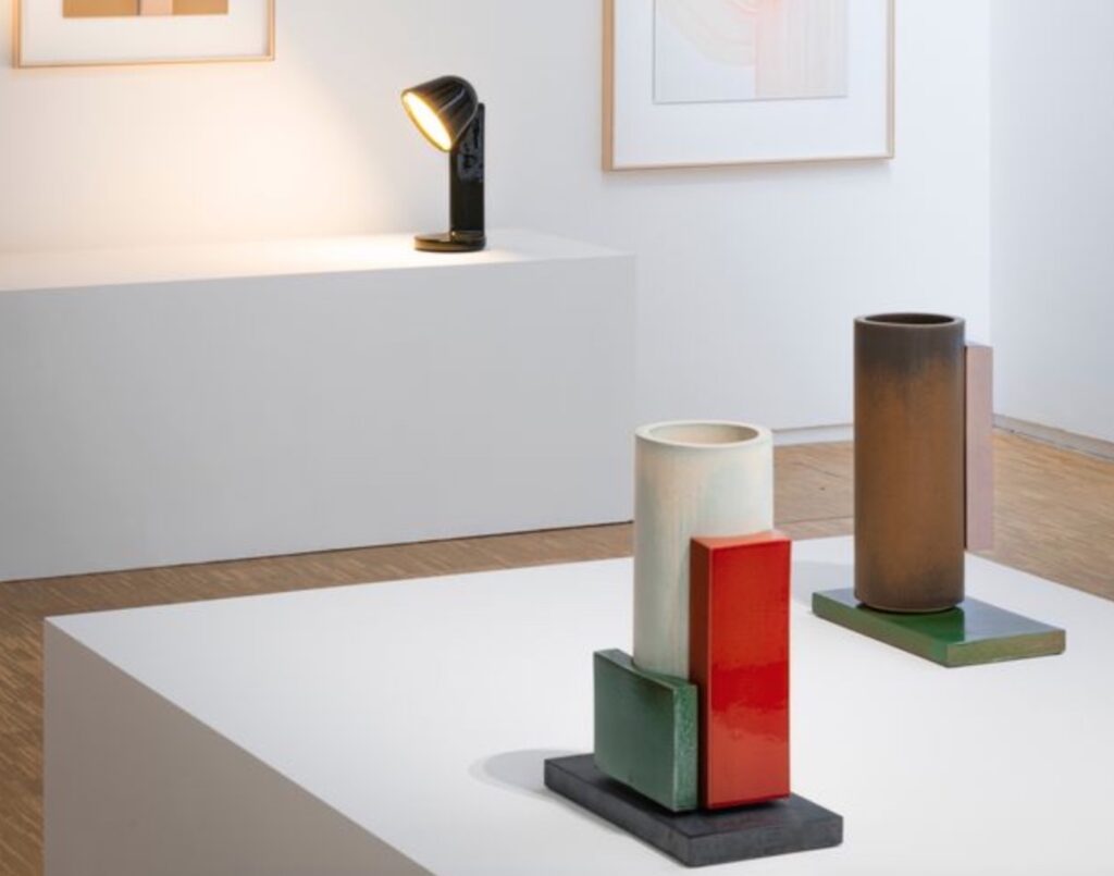 Sosei ceramics in foreground with Flos ceramic lamp in background