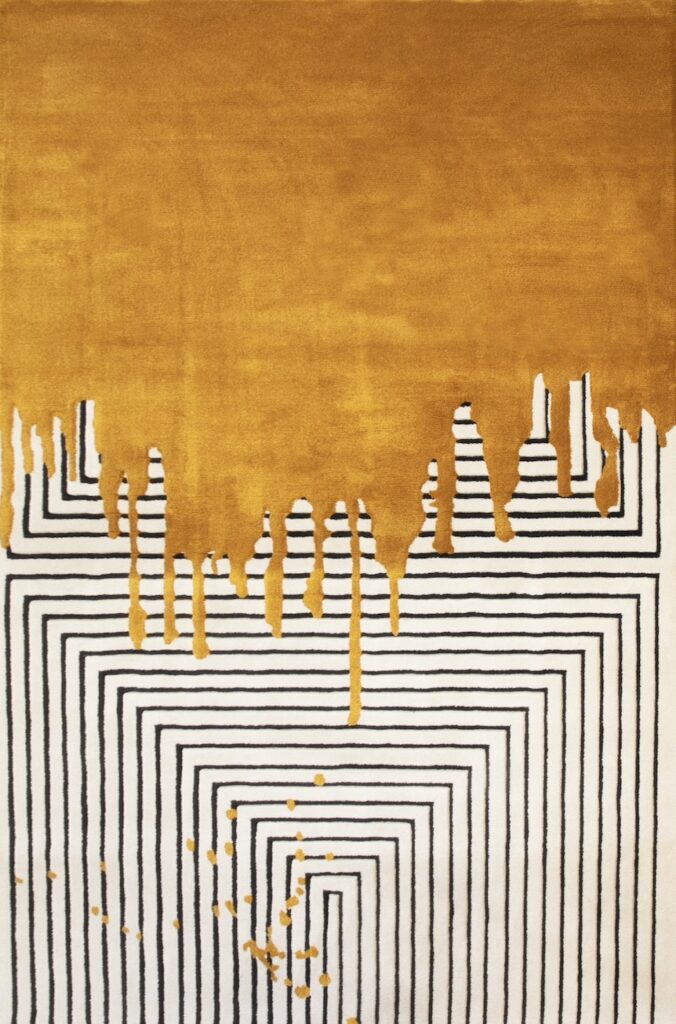 Valencia rug with geometric design and golden drops