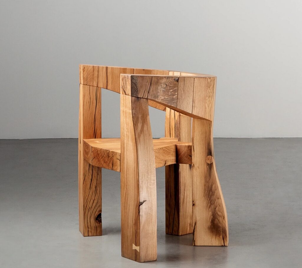 Bridge Oak chair side view at Design Miami.LA