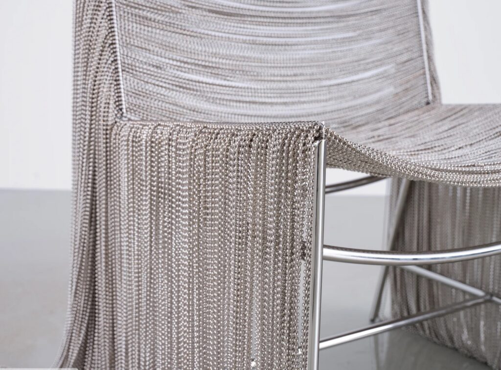 Creek Chair detail of nickel chain exhibited at Design Miami.LA