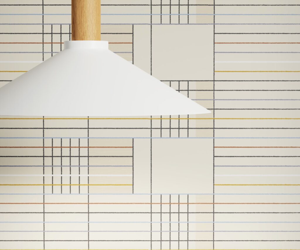 Fellowship line drawing for wallcovering