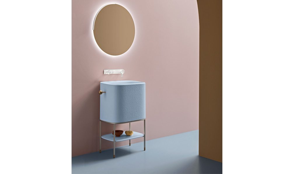 Bathroom console in light blue