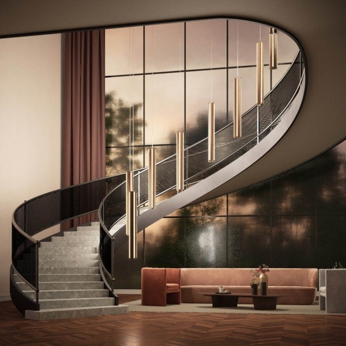 Axis X in situ alongside staircase
