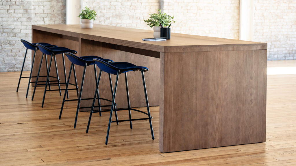 Loci high table with black bar-style seating