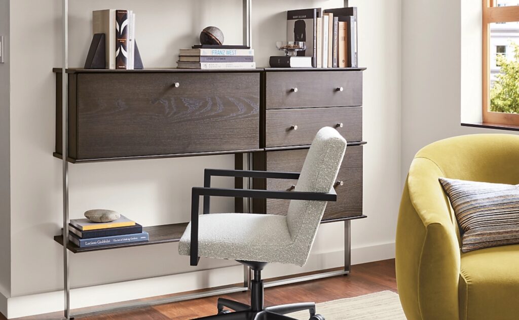 Small set up with dark wood and task chair
