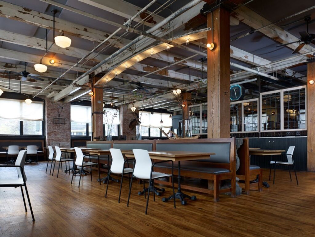 Celebrate chair with white upholstery in restaurant venue