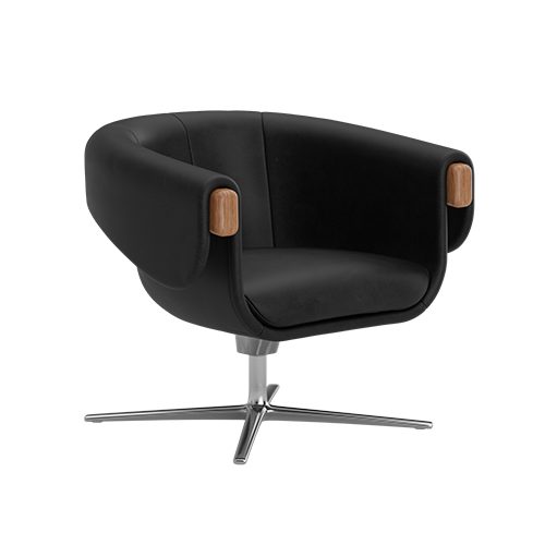 Monica in black leather four star chrome base cut out