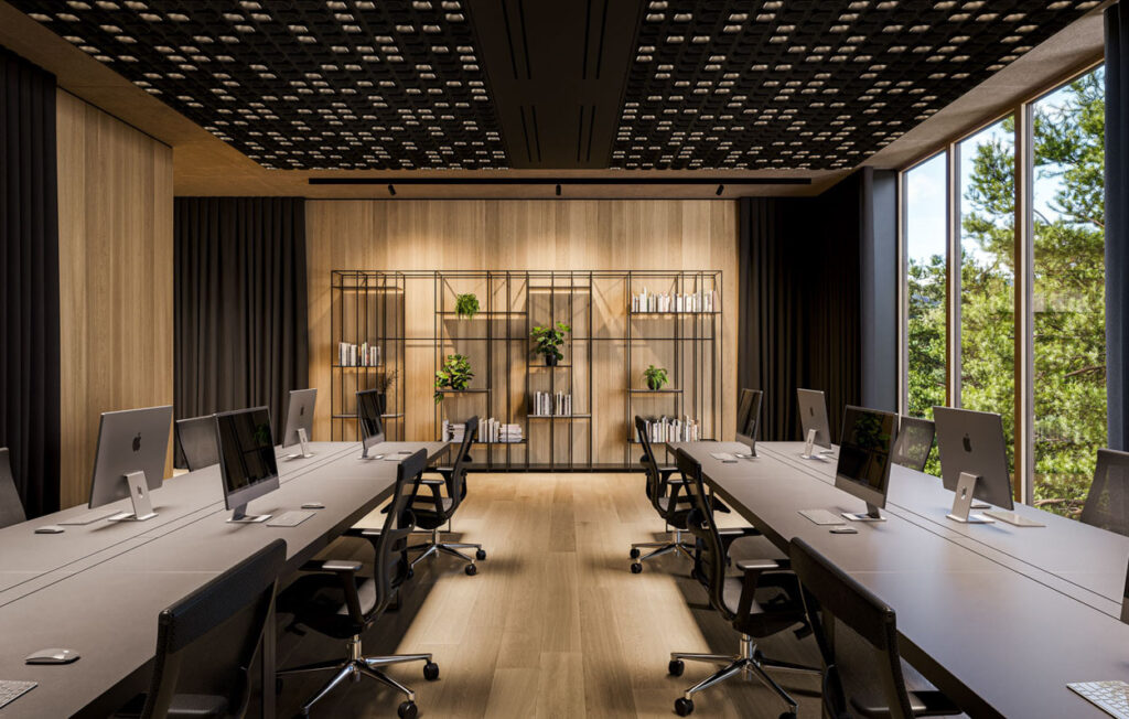 Pyrymyd acoustic ceiling light