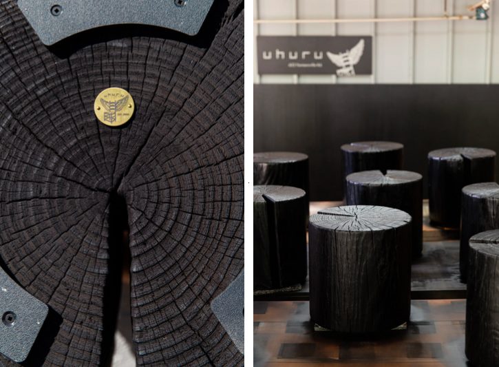 Final product: Hono Stool by Uhuru with brass authenticity tag
