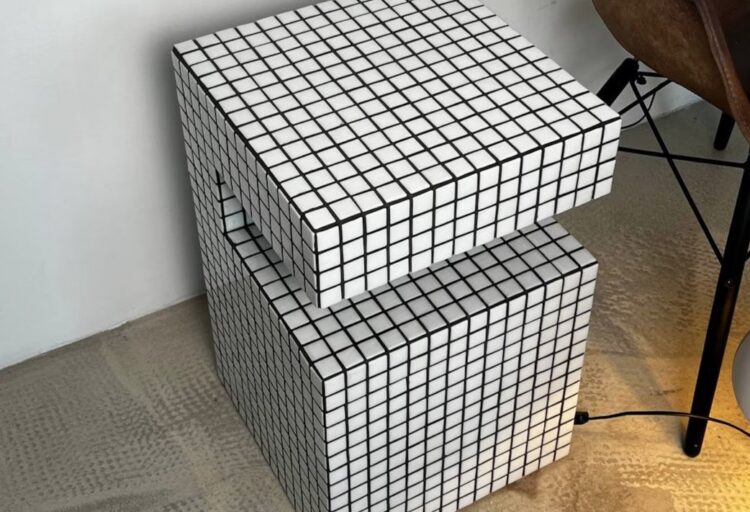Recycled plinth table viewed from aboe