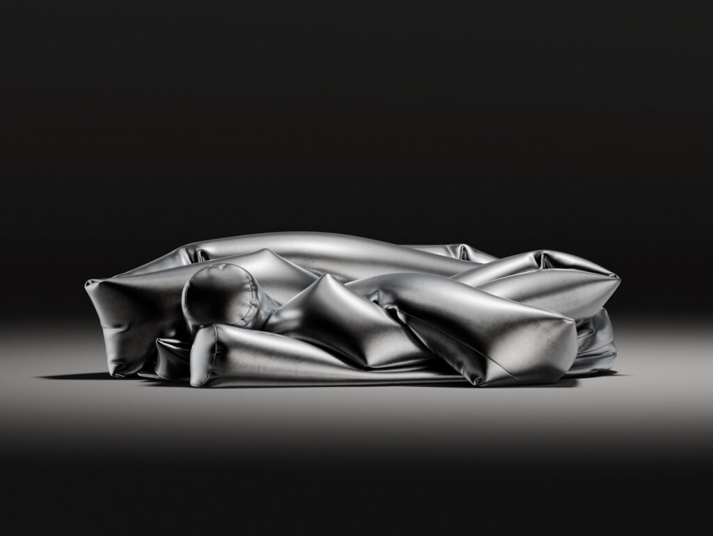 Odyssey installation: Complicated Sofa on black background